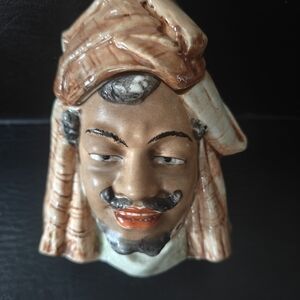 Antique Majolica Figural Tobacco Jar Featuring An Arabian Man
